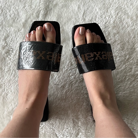 black bling bling rhinestone sandals - Picture 5 of 7